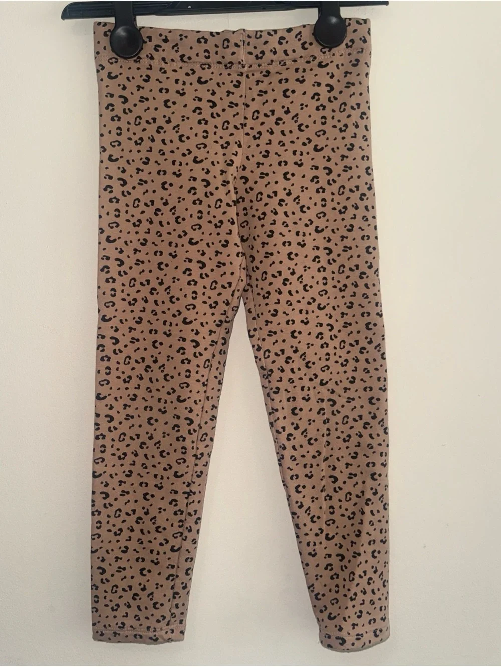 H&M Girls Leopard Print Leggings Beige Cotton Blend Pants Size 5T